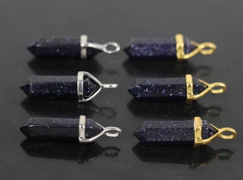 

Mix Color 10pcs Silvers and Gold Blue Goldstone Hexagon Point Reiki Chakra Necklaces Earrings Pendant Jewelry Craft Making