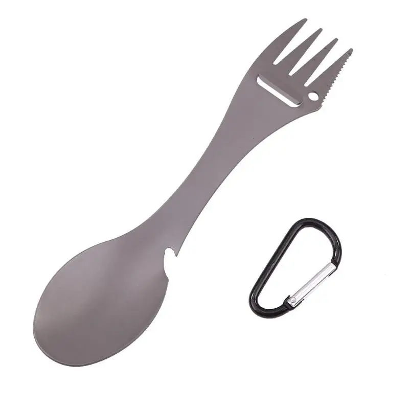 

Outdoor Portable Spoon Fork Multifunctional Camping Cookware Stainless Steel Bottle Opener Tool