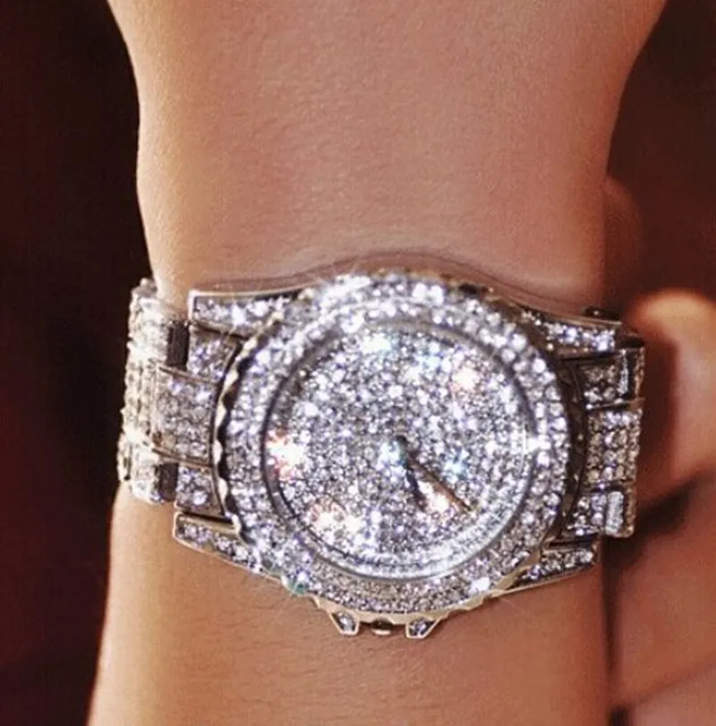 Elegant Crystal-Embellished Stainless Steel Women's Quartz Watch