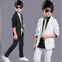 Boys Children Stripe Gentlemen Clothing Set 2pcs Baby Boy Clothing Infant Vestidos Clothes Suit Wedding Party