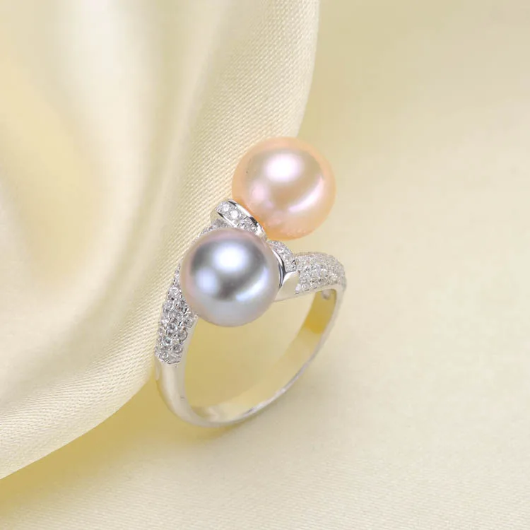 

925 Silver Wedding Bridal Party Pearl Ring Finger Ring Settings Adjustable Ring Findings Jewelry Parts Fittings Accessories