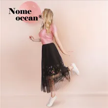 Faldas Puff Для женщин сетки юбка миди из тюля модные Винтаж плиссированные Юбки для женщин Цветочный Вышивка Элегантный женский пачка Юбки для женщин M18032701