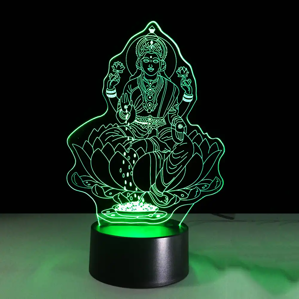 7 Color Changing 3d Visual Lakshmi Modelling Nightlight Led India