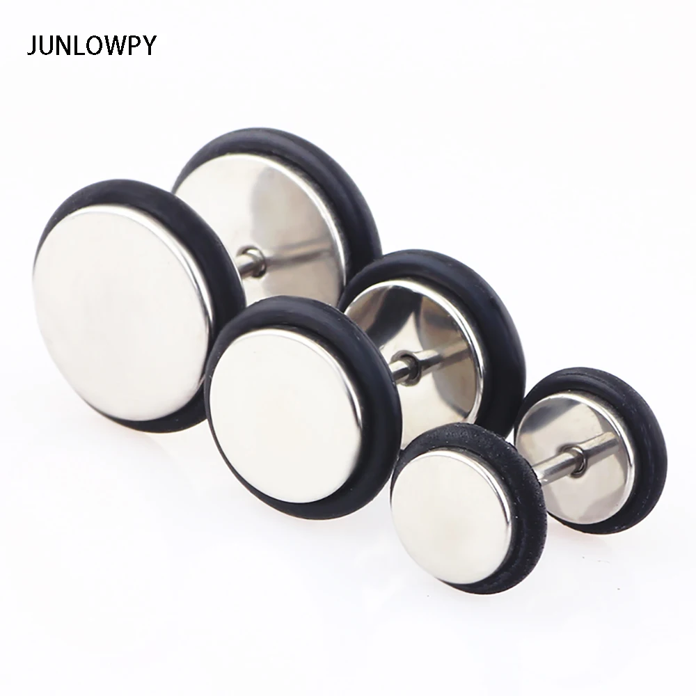 

JUNLOWPY Fake Plug Taper 6/8/10mm Stahl Edelstah Ear Fake Tunnel Strass Cheater Taper Expander with O ring gauge ear body