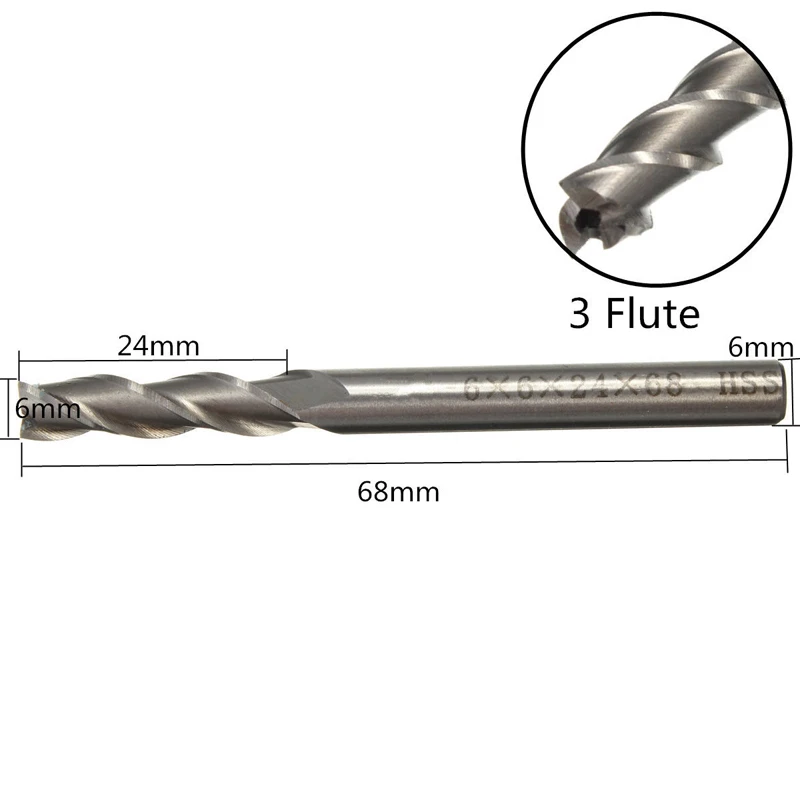 1 шт. 3 флейты HSS Концевая фреза 6 мм хвостовик ЧПУ Фрезерный резак Mayitr для электроинструментов