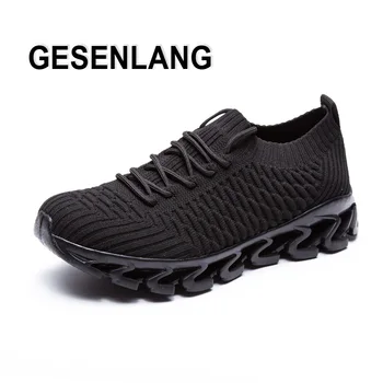 

Men Big Size Flyknit Running Shoes Unisex Blade Sneakers Breathable Light Sport Shoes Lady Wearable Spring Outdoor Walking Shoes