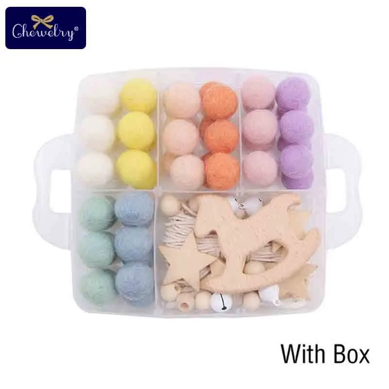 Candy Wool Set-2 1 Набор, детский прорезыватель, Непальские шерстяные шарики, вязанные крючком, из бисера, с принтом, деревянные бусины для грызунов, DIY, ожерелье, кровать, колокольчик, рождественский подарок, детские товары - Color: Candy Wool Set-2