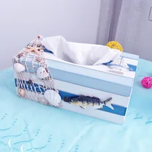 Средиземноморский Творческий дом украшения морской Стиль ткани дерева боес извлечения два Стиль S Ёмкости для салфеток