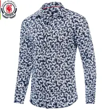 Fredd Marshall, летняя модная мужская рубашка с принтом, Повседневная рубашка с длинным рукавом на пуговицах, мужские Гавайские рубашки, хлопок 185