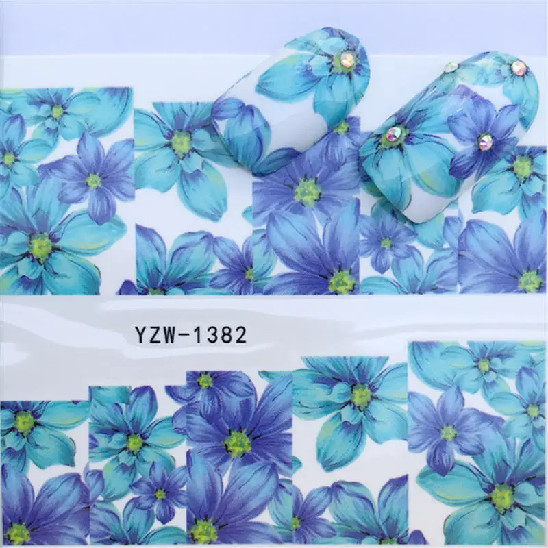 YWK, 1 лист, бабочка/перо/цветок, искусство ногтей, водные переводные наклейки, переводная наклейка с милым животным, наклейка для маникюра - Цвет: YZW-1382