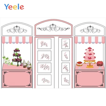 

Yeele Birthday Cake Ice Cream Bakery Shop Door Baby Photography Backgrounds Customized Photographic Backdrops for Photo Studio