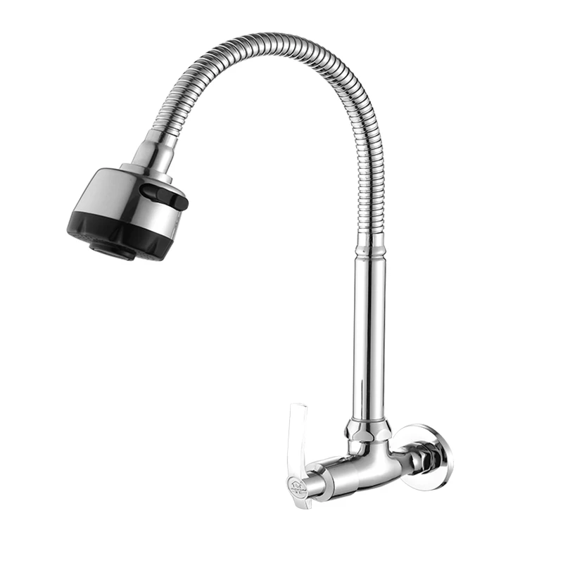 Kitchen Faucet Only Cold Water Wall Mounted Brass Fold Expansion