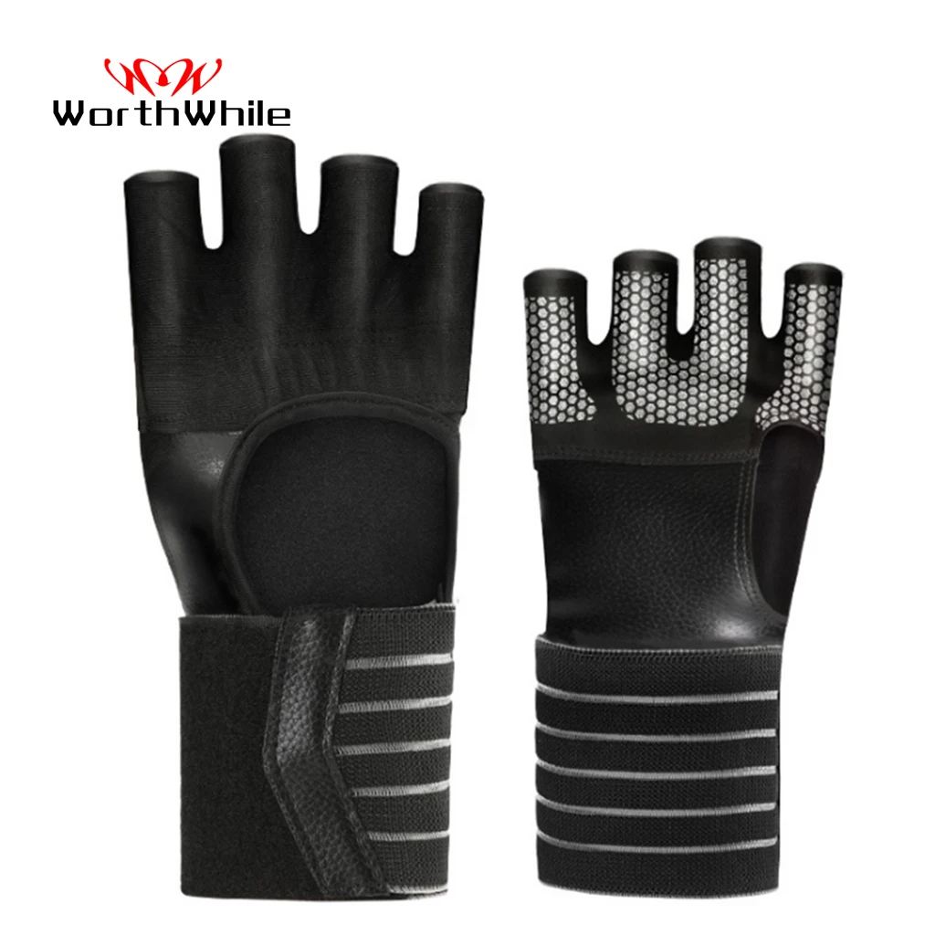 

WorthWhie Gym Fitness Gloves Adjustable Hand Wrist Protector Half Finger Crossfit Workout Weightlifting Bodybuilding Equipment