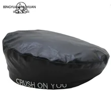 Женские береты из искусственной кожи, женская шапка с буквенным принтом, Женская осенне-зимняя шапка с вышивкой, плоская кепка, берет