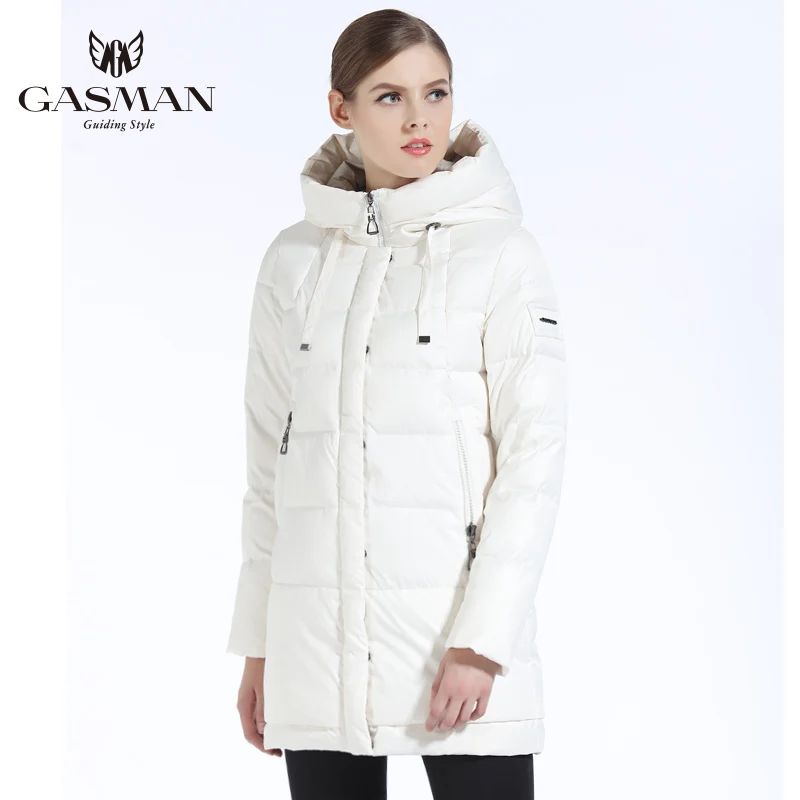 GASMAN 2018 New Fashion Winter Bio Down Jacket Womens Medium Length Overcoat Brand Warm Female Thick Parka White Coat Women