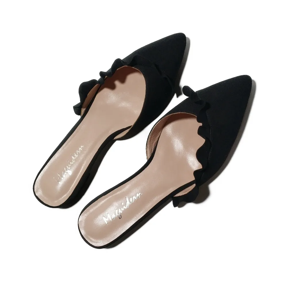 Maguidern Ruffle Trimmed Slides Backless Slippers_5