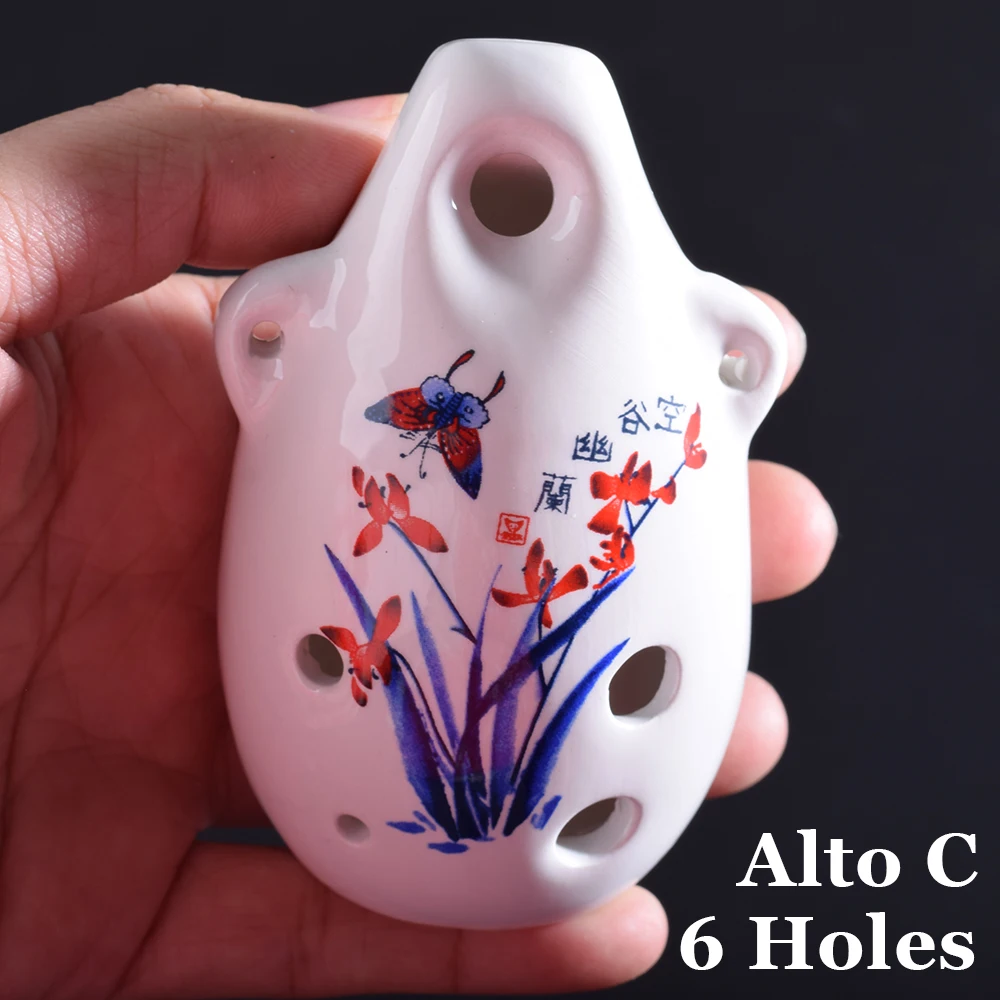 Chinese Ceramic Ocarina Flute Mini Glazed Alto C Wind Toy Musical