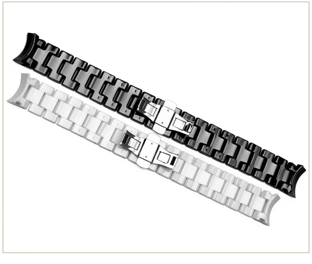 Изогнутый концевой керамический ремешок для часов из стали для Армани 22 мм AR1400 AR1410 мужские часы Браслет Бабочка Пряжка ремешок аксессуары 18 мм