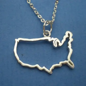

Outline United States Map Pendant Necklace Geometric USA Silhouette American Country Nation Continent Charm Chain Necklaces