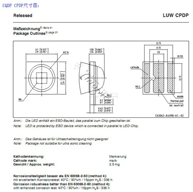 10 шт. Osram 3030 CN7N/CNAP/CPDP/CQDP/CR7P/S5 3 Вт светодиодный излучатель лампа светильник Холодный White5000-6500K светодиодный с 20 мм PCB радиатор