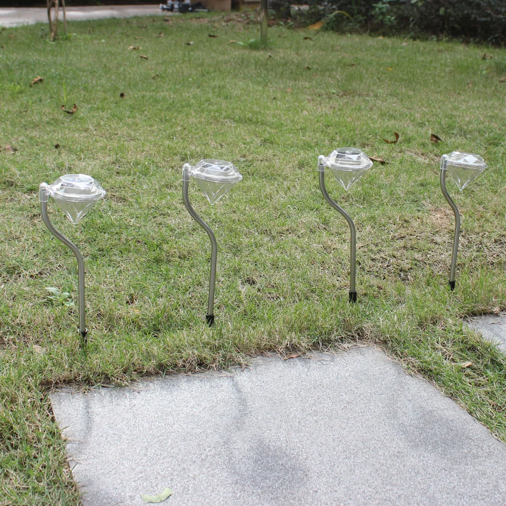 

4 pcs Walk way light Diamond style Garden Stake Lights Color Changing LED Lawn light Outdoor Waterproof Solar Garden light