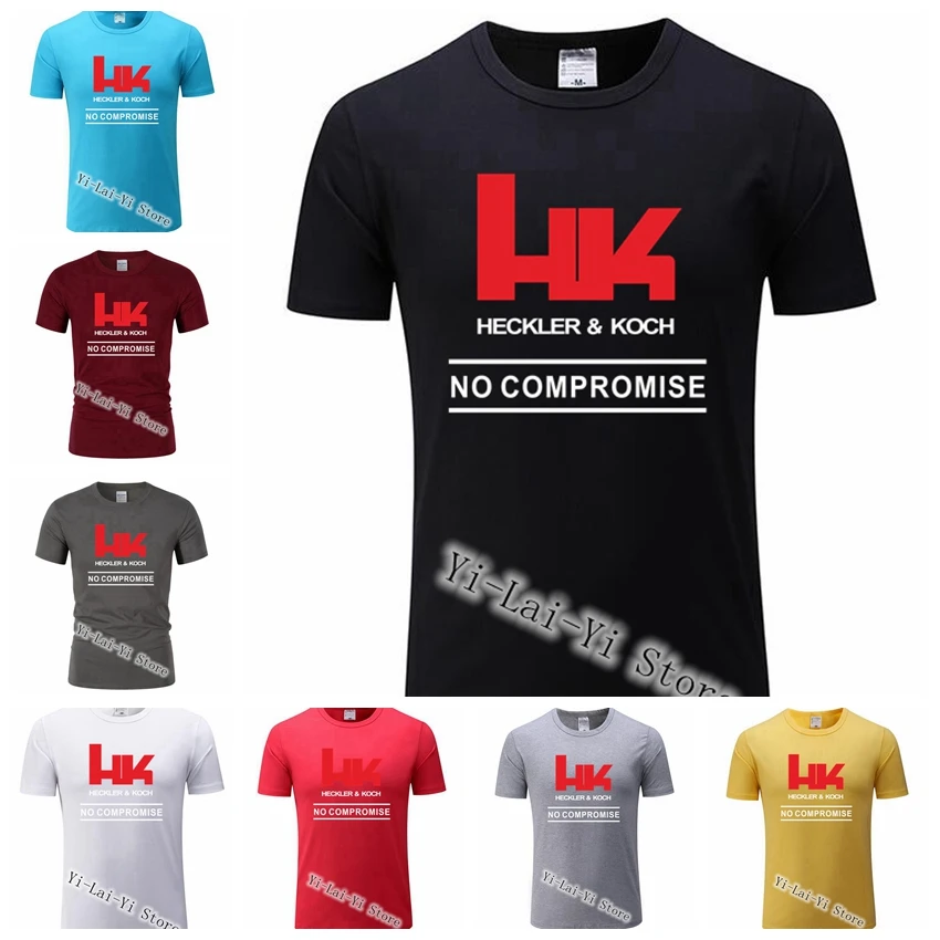 Бесплатная доставка мужские футболки с логотипом HK Heckler Koch Firearms No Compromise мужские футболки с коротким рукавом футболки мужские футболки с