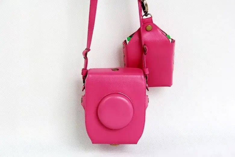 rose PU кожаный чехол для камеры, чехол для Fuji Fujifilm Instax SQ 10 Fuji SQ10, сумка для цифровой камеры с ремешком - Цвет: rose