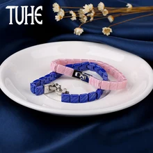 Модный элегантный красивый розовый синий браслет, изготовленный из здоровой керамики, никогда не выцветает для женщин и мужчин геометрические браслеты и браслеты