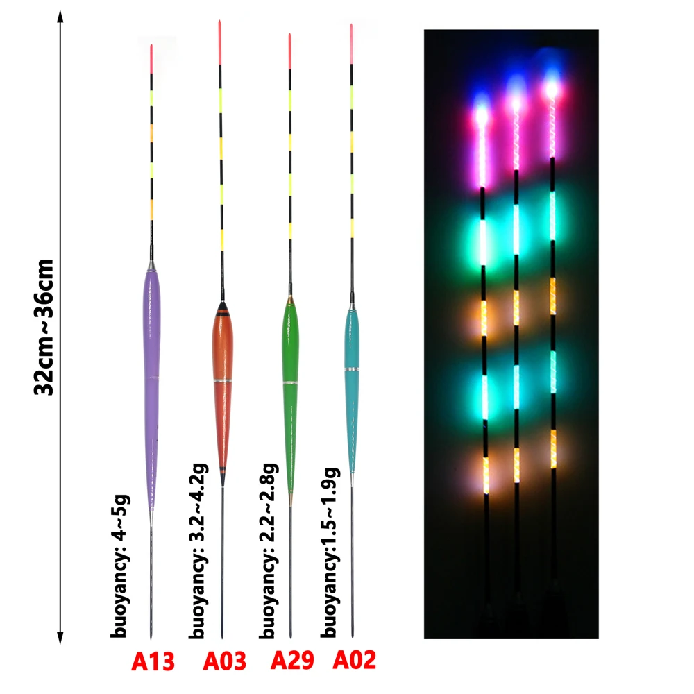 4 шт. электронный поплавок для ловли карпа, светящийся поплавок для ночной рыбалки, поплавок для рыбы CR425, аккумулятор/дополнительно перезаряжаемый