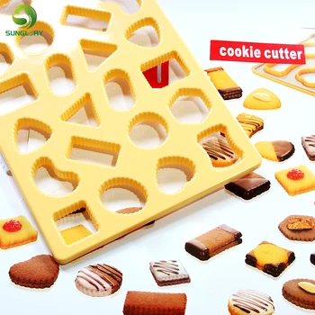 

DIY Geometry Cookie Cutter Geometric Biscuit Cookie Mold Square Fondant Chocolate Mold Cuts Out Up To 24 Pieces At Once Bakeware