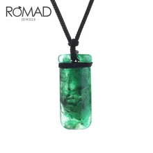 ROMAD Cor Verde Natural Zircon Colar Witcher Inicial Colar Gargantilha Pingentes Resina Étnico Artesanal Pingente de Minério De Pedra R4(China)