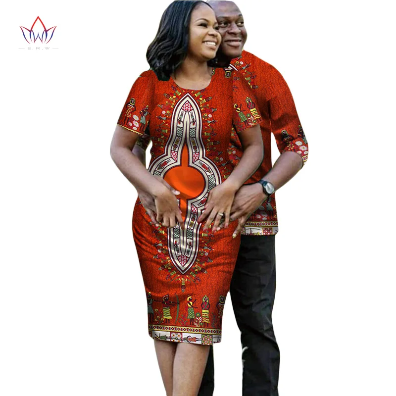 

2020 Summer Couple Matching Factory Casual Clothes Set For Family African Dashiki Print Fabric Tshirts And Dress Plus Size WYQ19