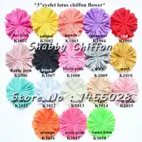 100 pcs/lot , 3''shabby chiffon eyelet flowers for Girl and kids headband 18 colors