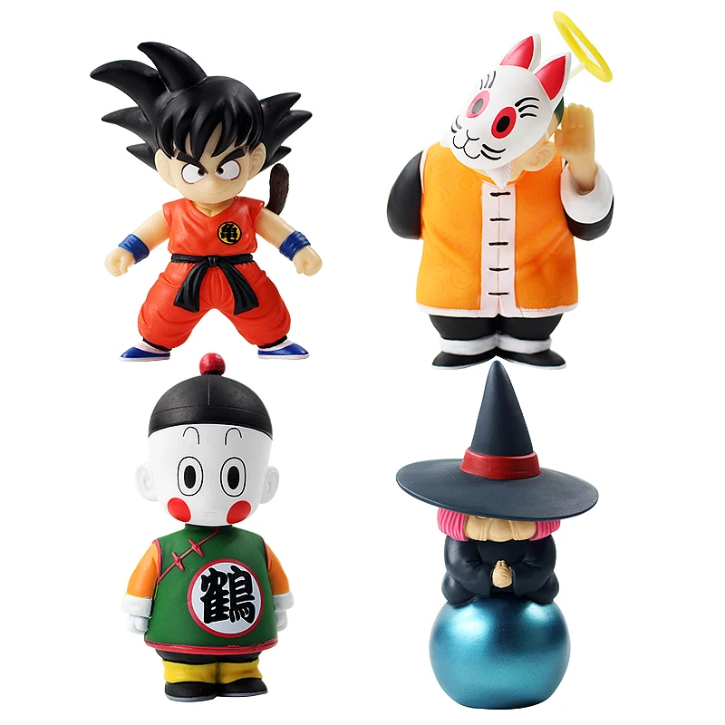 

10cm/15.5cm 4pcs/set Dragon Ball Z Figures Son Goku Gohan Chiaotzu Fortuneteller Uranai Baba Anime DBZ Model Toys