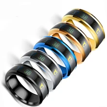 Модный Интеллектуальный Термометр кольцо из нержавеющей стали для мужчин простые креативные вечерние пары подарки для женщин