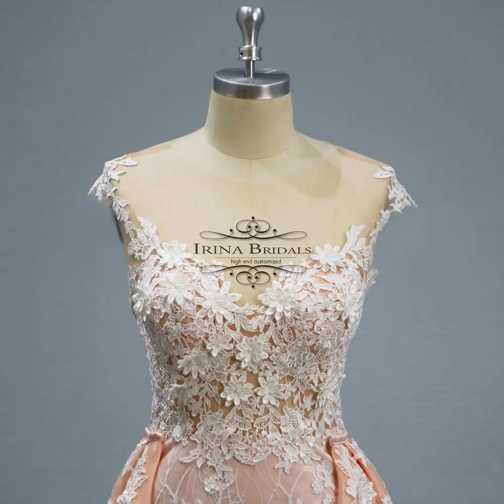 Irina Bridals A-Line красочная прозрачная задняя Цветочная Съемная юбка свадебное платье