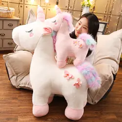 35-90 см огромная прекрасная плюшевая игрушка единорог мягкая кукла Единорог животное лошадь подушки для девочек подарок на день рождения