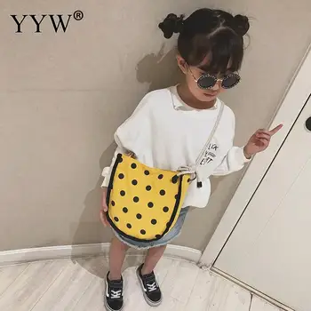 

Lovely Baby Girl Yellow Children Crossbody Shoulder Bags Black Dot Mini Chain Kid Small Bag Gift Red Wholesale