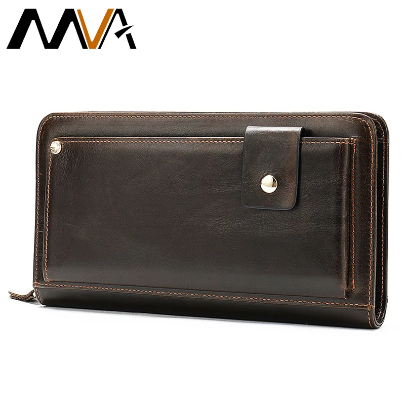 Cartera de hombre MVA Cartera de cuero genuino para hombre/hombre de bolso de mano largo para hombre cremallera para tarjeta de crédito| Carteras| - AliExpress