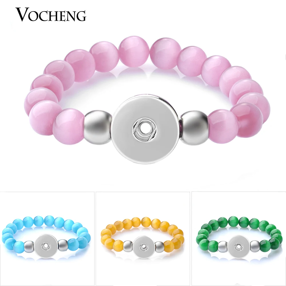

10PCS/Lot Ginger Snap Charms Bracelet Colorful Opal Beads Elastic Strand Bracelet 18mm Vocheng Interchangeable Jewelry NN-609*10