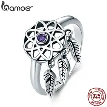 BAMOER Authentic 100% 925 Sterling Silver Beautiful Dream Catcher Holder Finger Ring Women Sterling Silver Jewelry SCR363