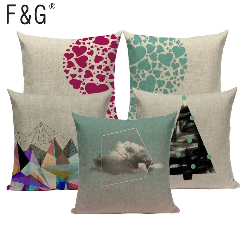 

Plant Cushion Cover Valentine Day geometry LinenThrow Pillow Car Sofa Bedroom Home Simple Love Letter Custom Pillow Case