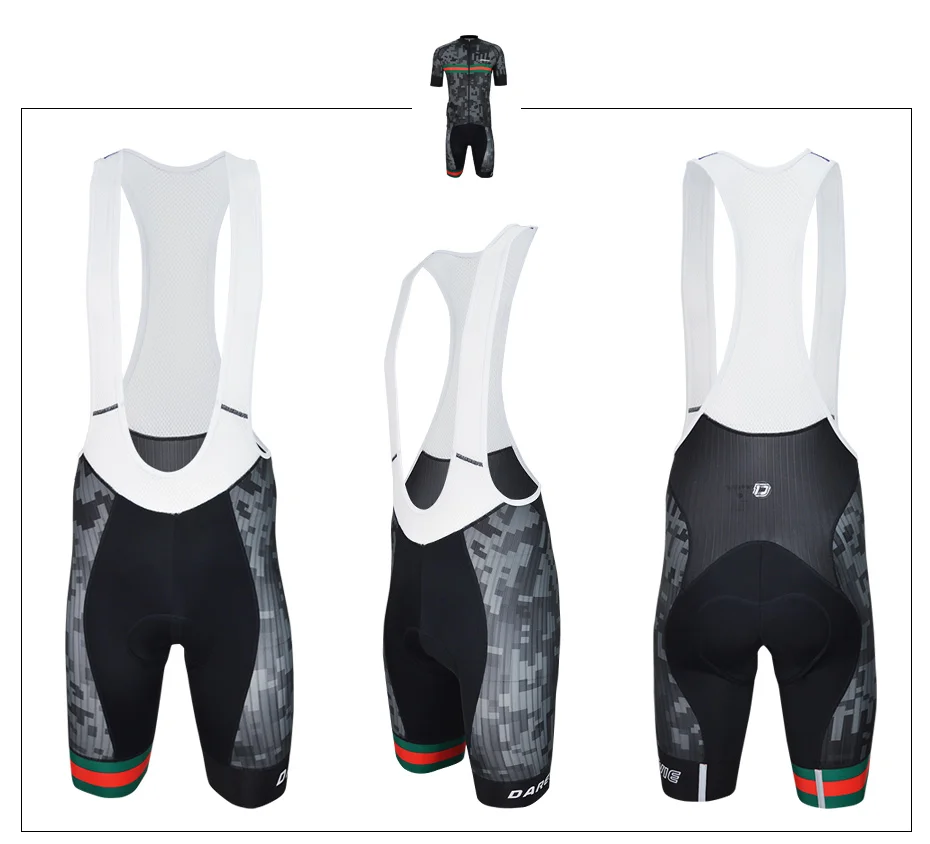 Darevie велосипедный костюм набор дышащий pro team велосипедные костюмы мужские с коротким рукавом нагрудник шорты наборы с YKK молнией Италия группа
