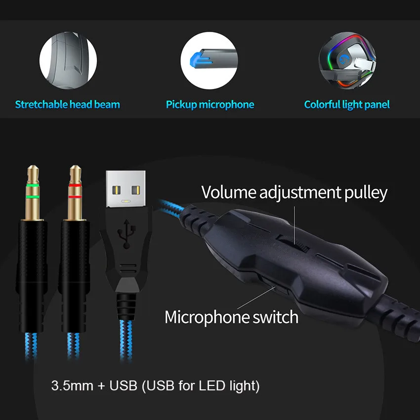 ASKMEER PS4 игровая гарнитура casque PC Gamer стерео бас светодиодный фоном светильник КА