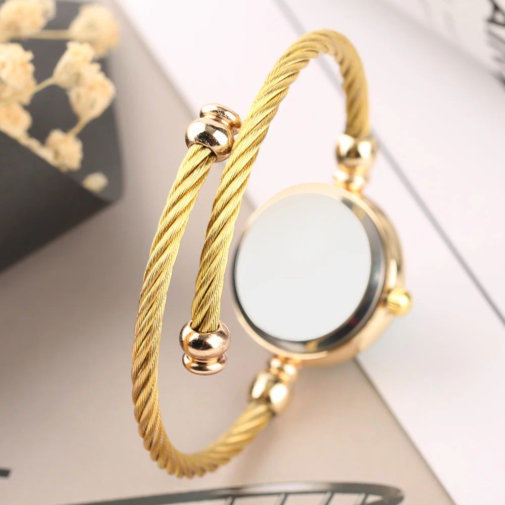 Fashion Women Bangle Golden Wrist Watch Stylish Stainless Steel Quartz Bracelet Clock Creative Ladies Watches Gift Relogio    (12)