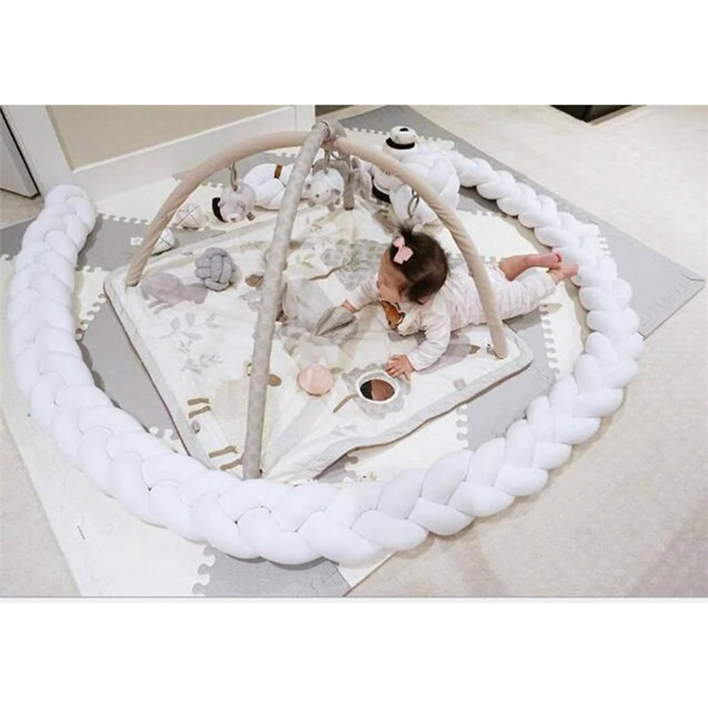 

Knotted Braided Baby Crib Bumper DIY Hand-Made Twist Bed Circumference Knot Stripe Pillow