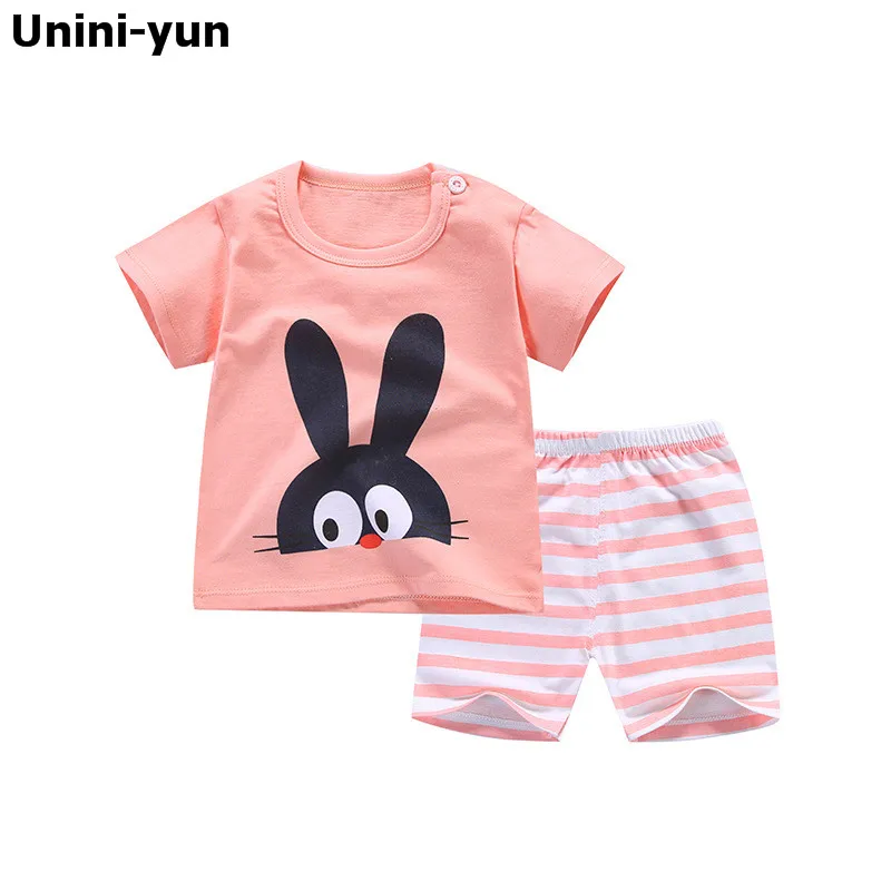 

2018 Summer new fashion baby boys clothes set cotton material with striped print infant clothing set baby girl clothes moana