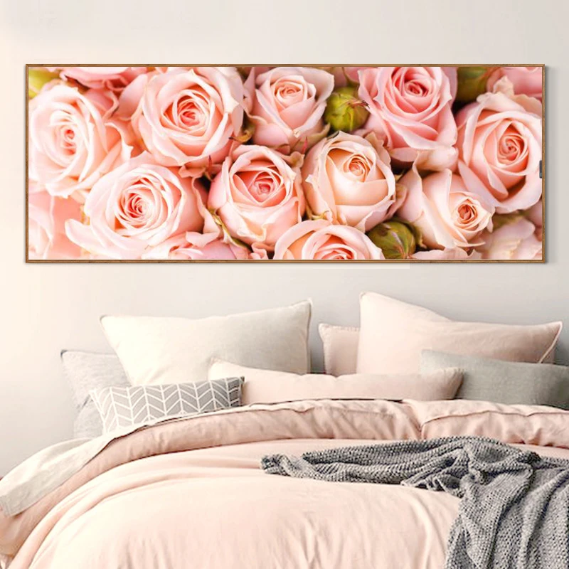 Full diamond painting 128x48cm Pink Rose pattern Decorative Painting rhinestone Handmade mosaic flowers Diy diamond embroidery diamond painting