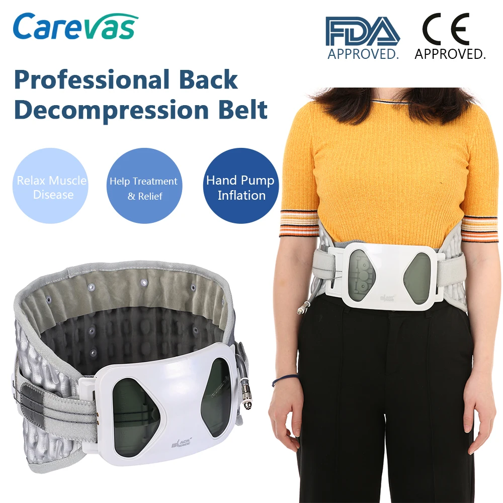 

Carevas Back Decompression Support Belt Waist Lumbar Brace Spinal Air Traction Backache Pain Bone Care Tool Health 4 Sizes