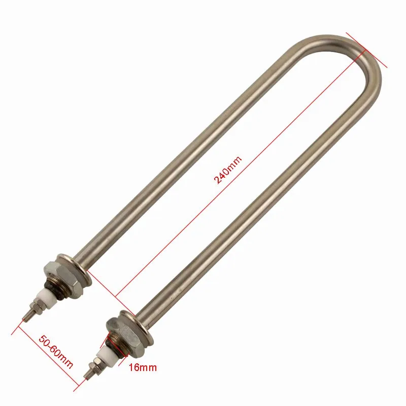 Cabeça de Ferro Elemento de Aquecimento do Tubo de Aço Rosca de Montagem Tubo de Aquecimento Elétrico de Água Inoxidável Aquecedor 220 v 2kw M16 Tubo de Aço Inoxidável 220 V 2KW